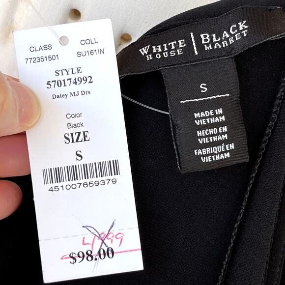 White House Black Market Datey MJ Mini Dress Silver Halter Button Open Back S - Picture 8 of 10